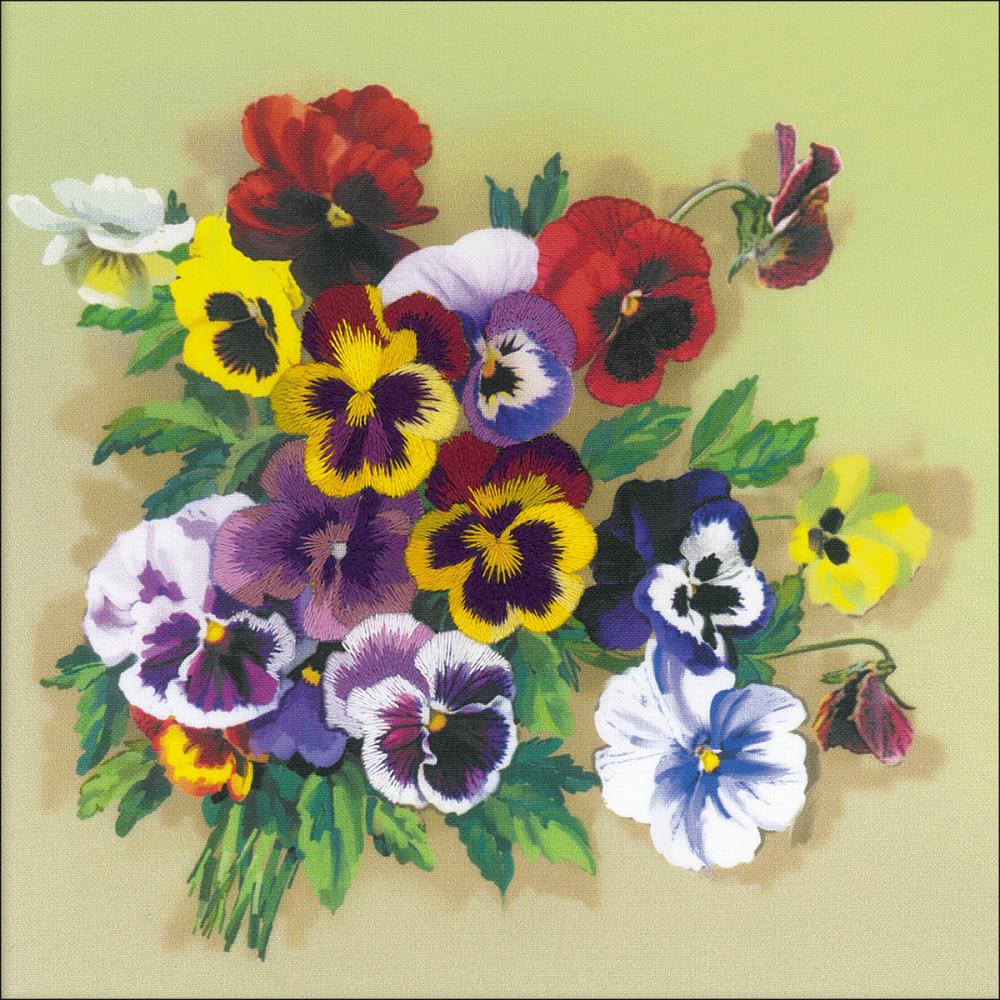 Pansies Stamped Satin Stitch Kit Pansies Stamped Satin Stitch Kit